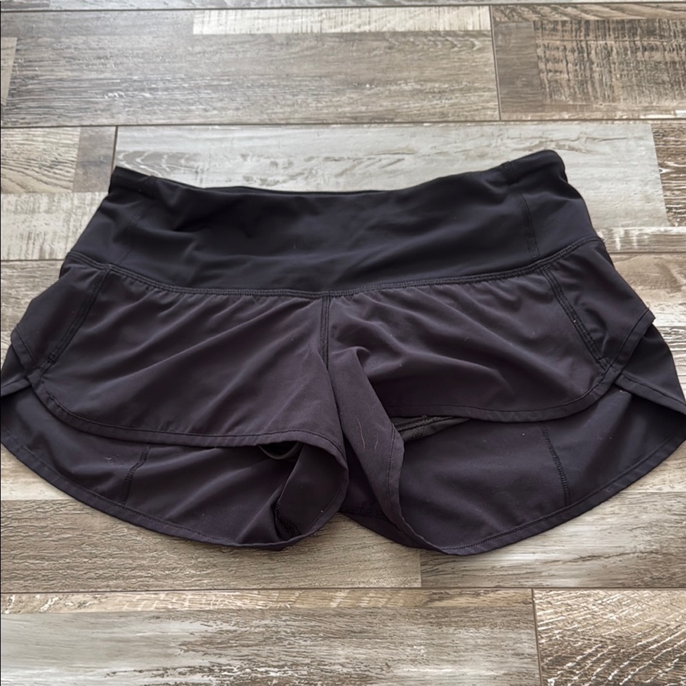 Lululemon Athletica Black Athletic Shorts with Scalloped Hem